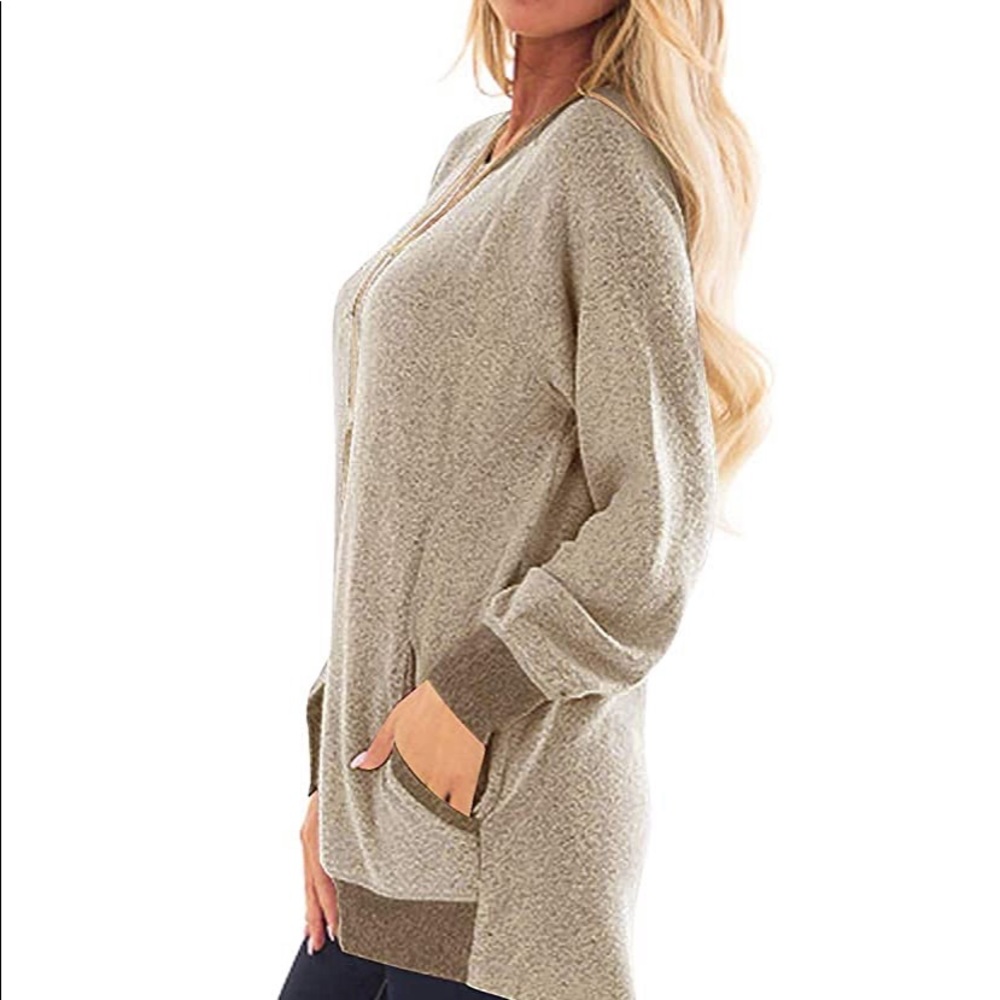 Beautiful woman sweatshirt with pocket loose - Picture 3 of 12